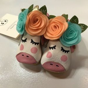 soft leather unicorn booties, 6-12 months